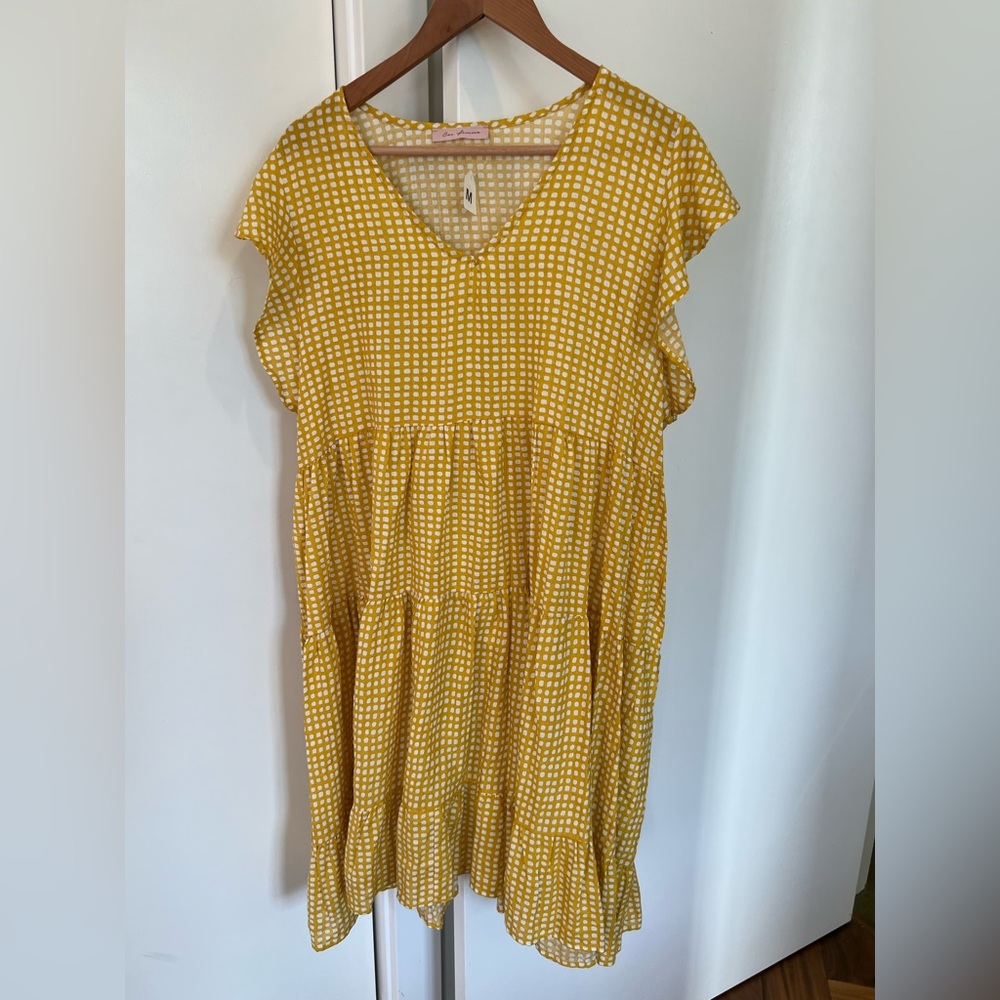 Ces Femme Mustard Checkered Dress